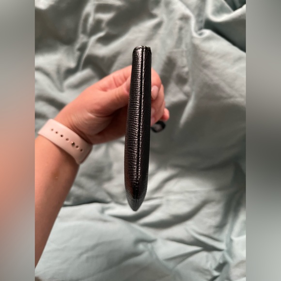 Coach wristlet with strap black/gold leather wallet card holder - Picture 9 of 10